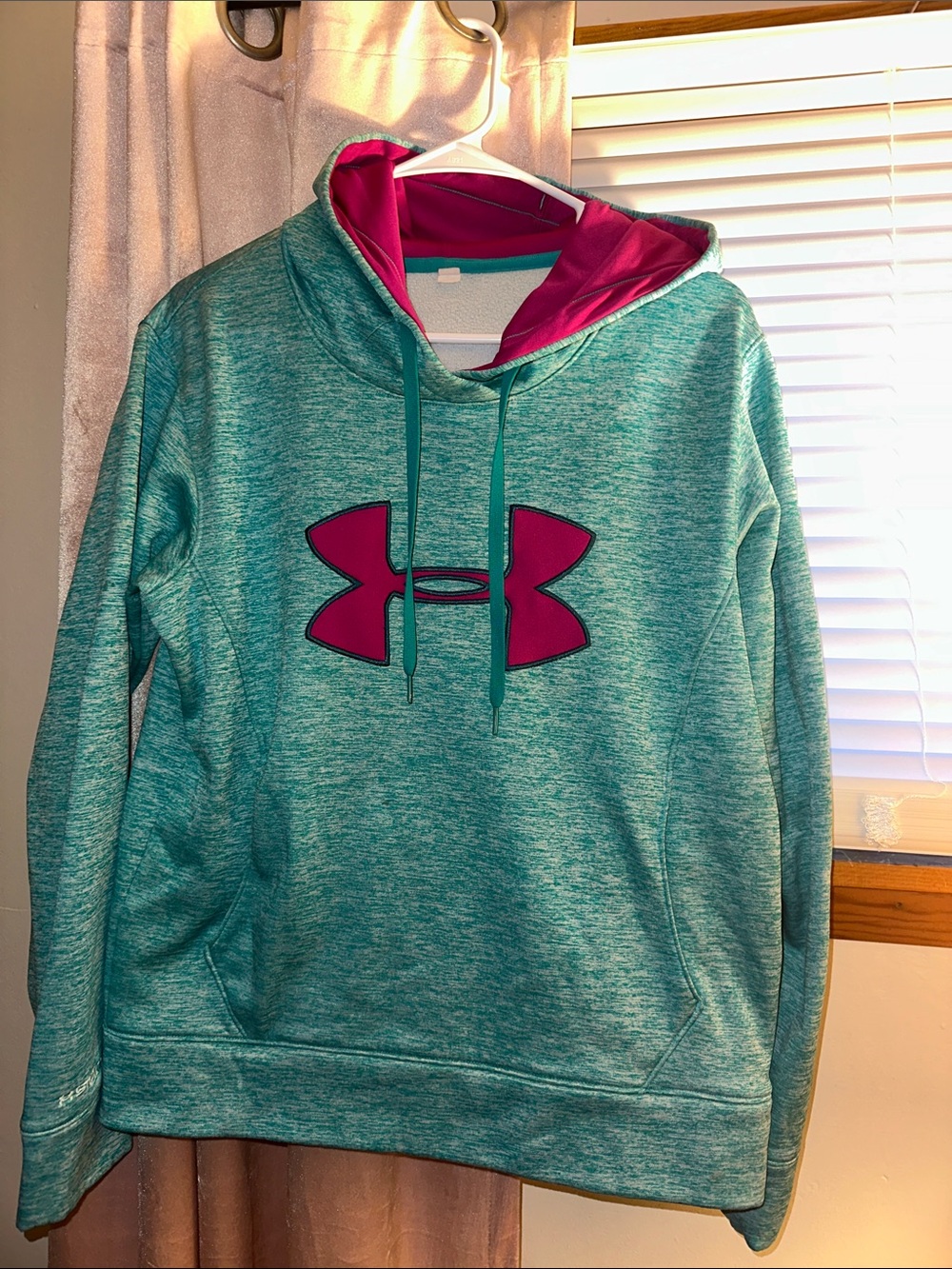 Under Armour Women’s Teal Hoodie with Pink Logo